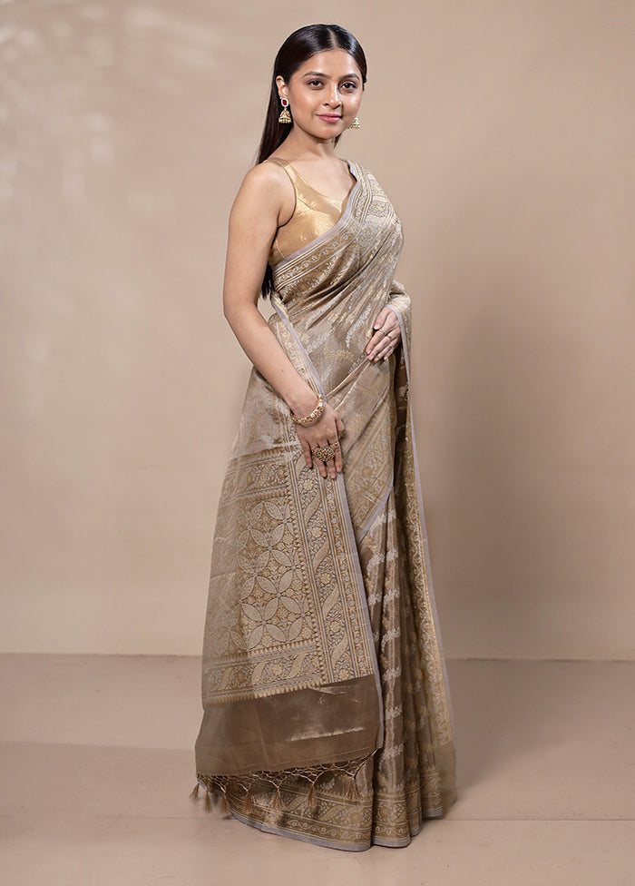 Beige Tissue Silk Saree With Blouse Piece