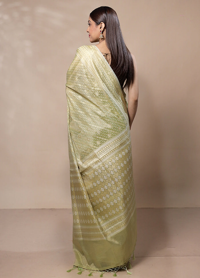 Green Tissue Silk Saree With Blouse Piece