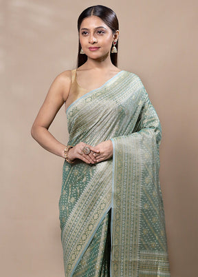 Green Tissue Silk Saree With Blouse Piece