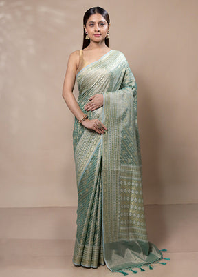 Green Tissue Silk Saree With Blouse Piece