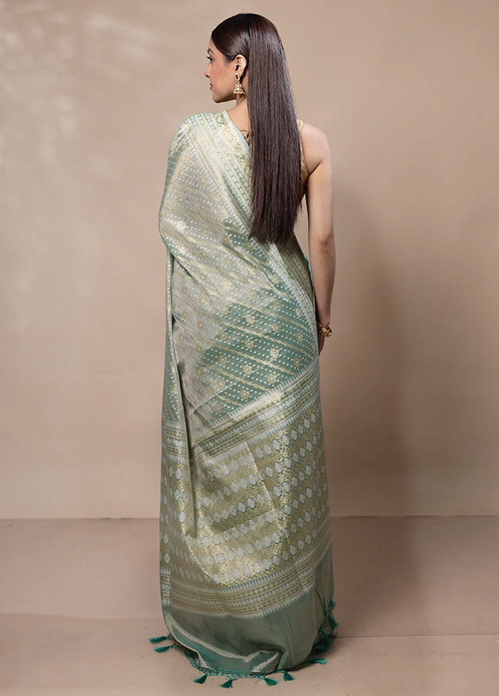 Green Tissue Silk Saree With Blouse Piece