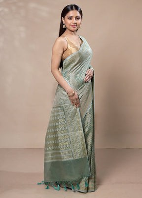 Green Tissue Silk Saree With Blouse Piece