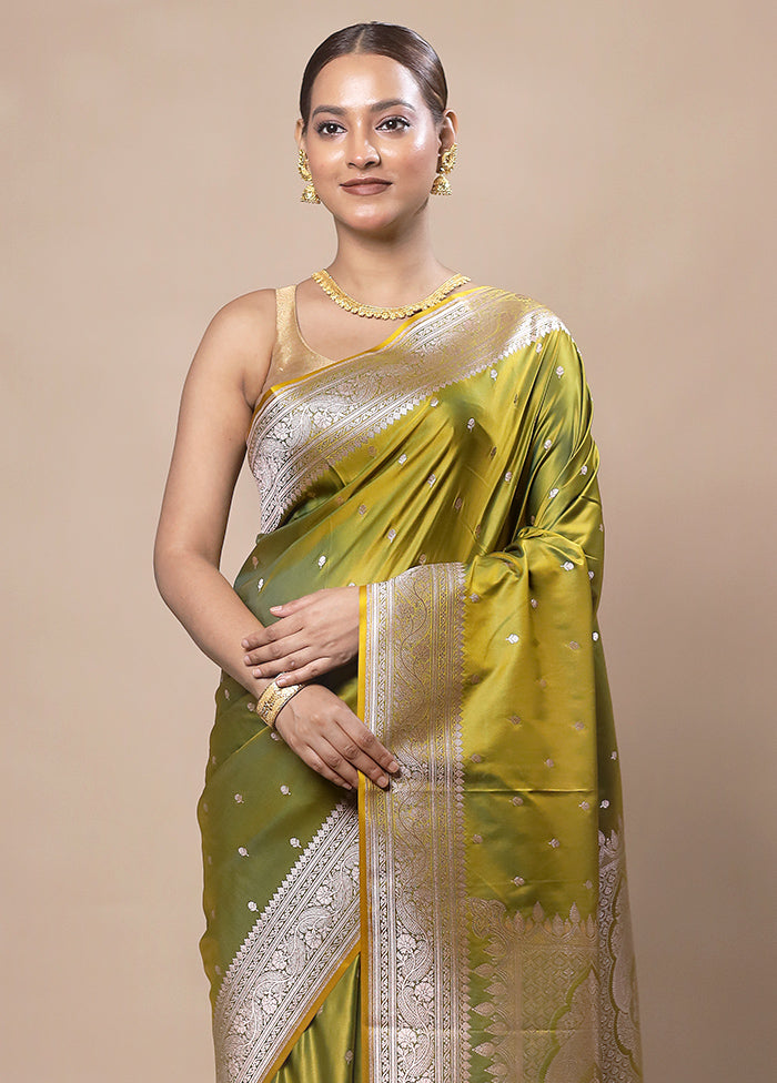 Green Katan Silk Saree With Blouse Piece