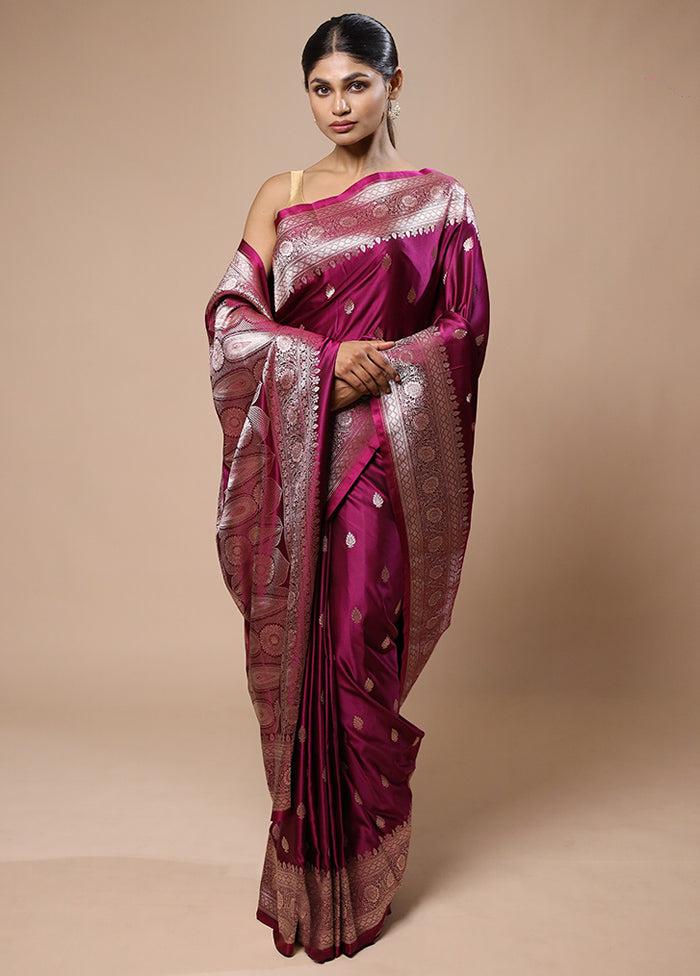 Purple Katan Silk Saree With Blouse Piece