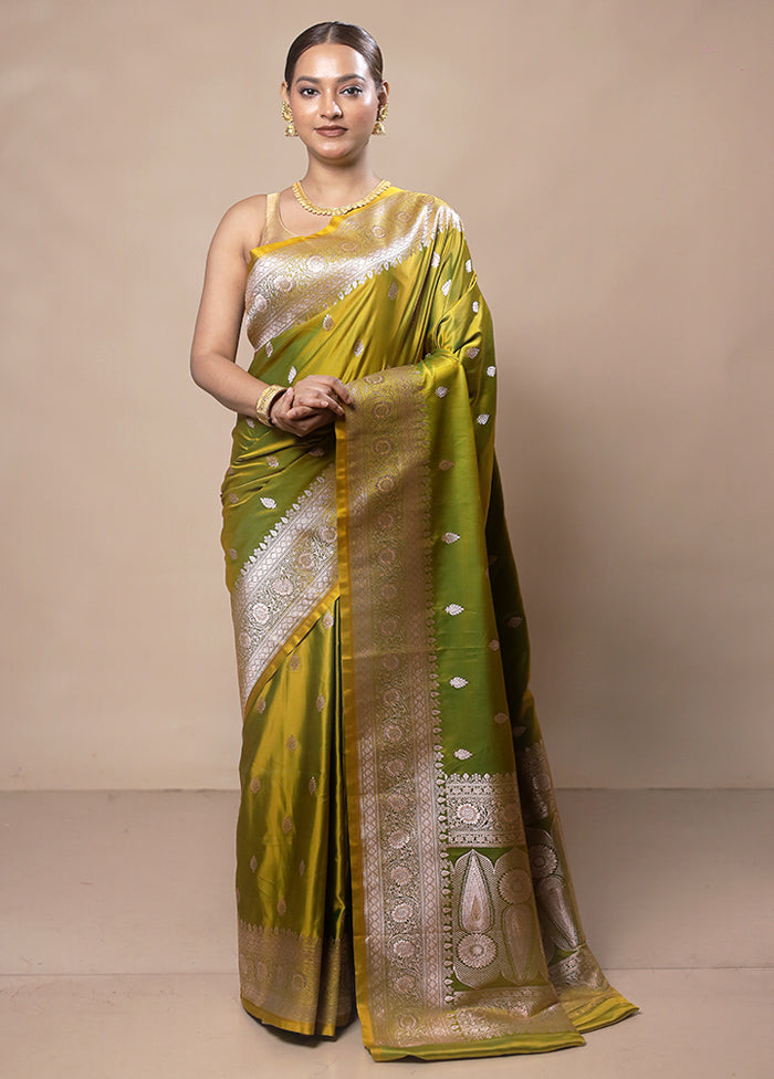 Green Katan Silk Saree With Blouse Piece