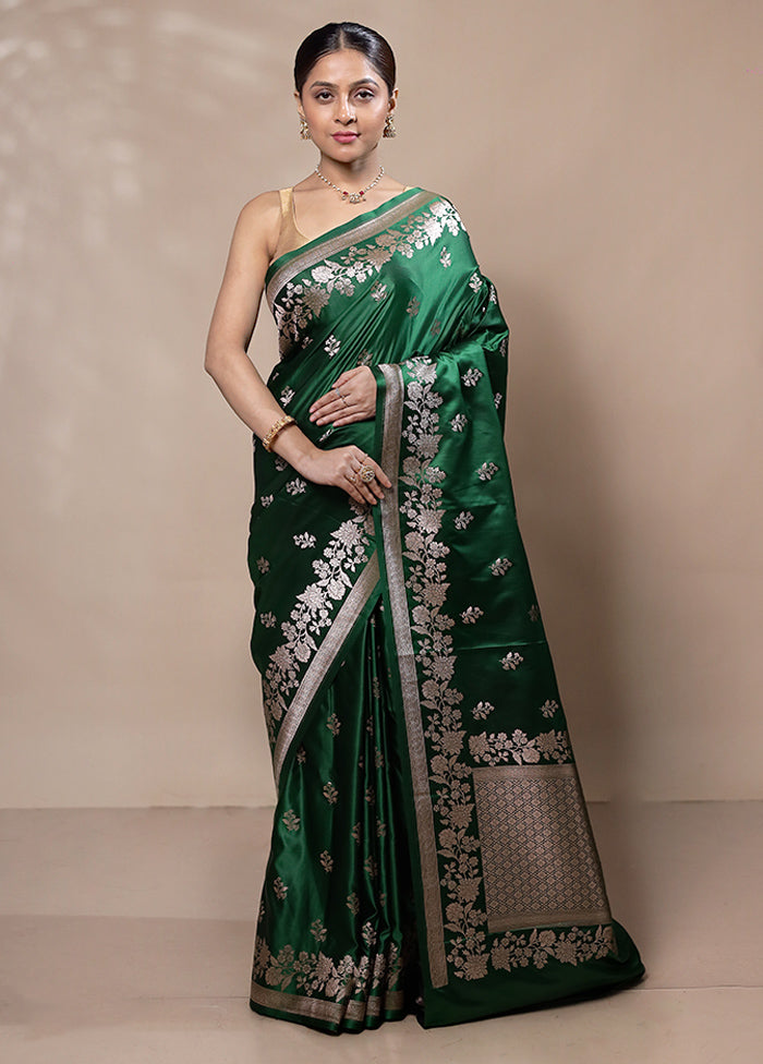 Green Katan Silk Saree With Blouse Piece