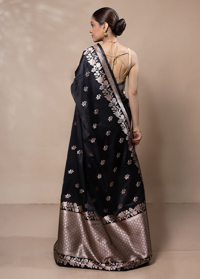 Black Katan Silk Saree With Blouse Piece