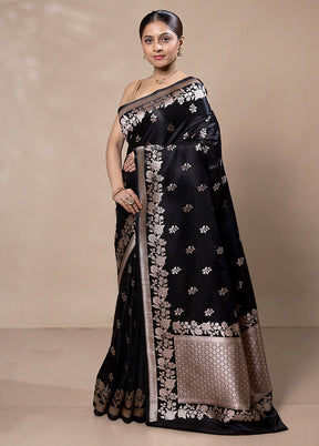 Black Katan Silk Saree With Blouse Piece