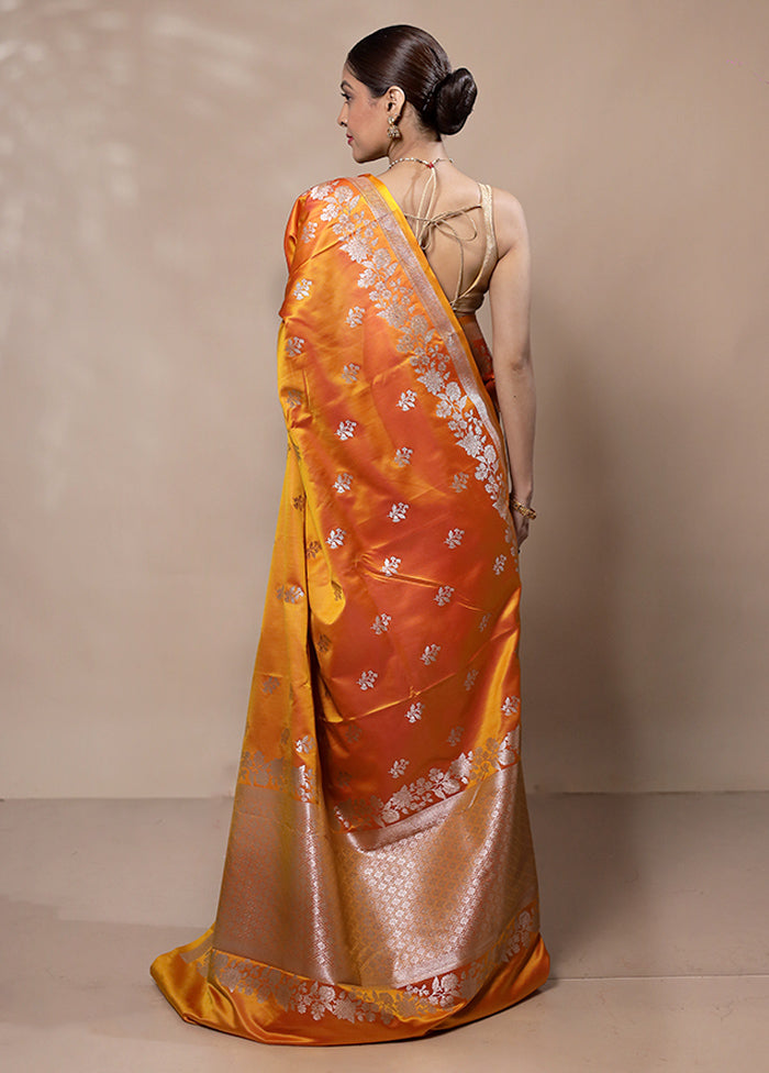 Yellow Katan Silk Saree With Blouse Piece