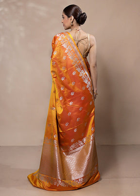 Yellow Katan Silk Saree With Blouse Piece