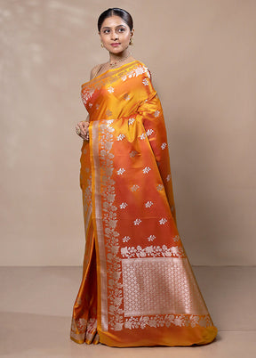 Yellow Katan Silk Saree With Blouse Piece