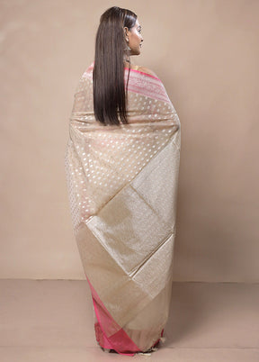 Off White Kora Silk Saree With Blouse Piece