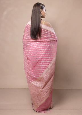 Pink Kora Silk Saree With Blouse Piece