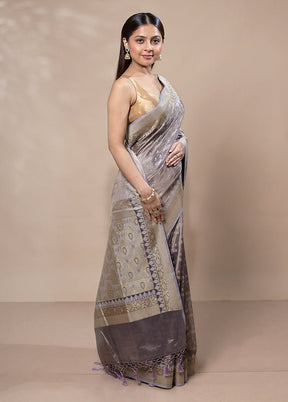 Grey Tissue Silk Saree With Blouse Piece