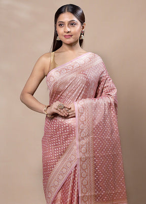 Pink Tissue Silk Saree With Blouse Piece