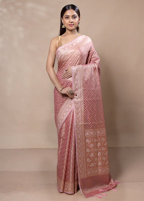 Pink Tissue Silk Saree With Blouse Piece