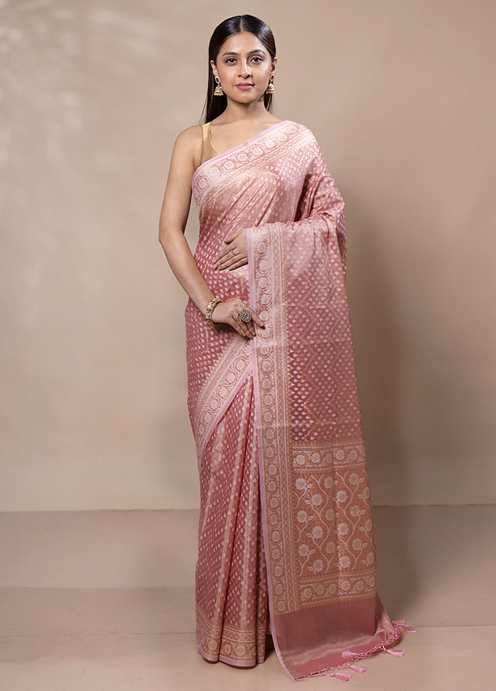 Pink Tissue Silk Saree With Blouse Piece