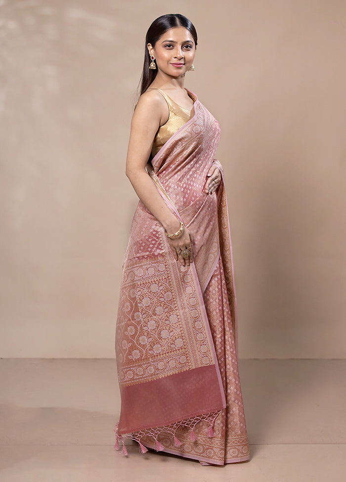 Pink Tissue Silk Saree With Blouse Piece