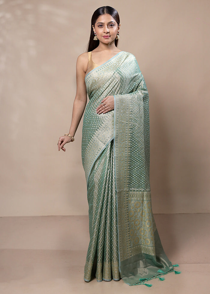 Green Tissue Silk Saree With Blouse Piece