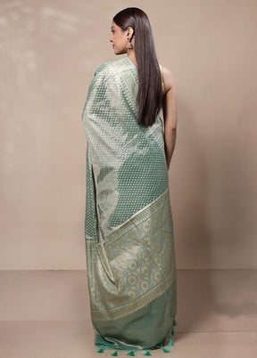 Green Tissue Silk Saree With Blouse Piece