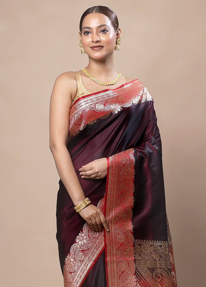 Purple Banarasi Silk Saree With Blouse Piece