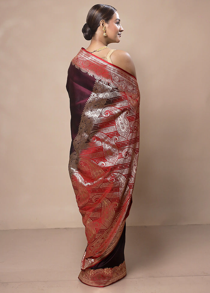 Purple Banarasi Silk Saree With Blouse Piece