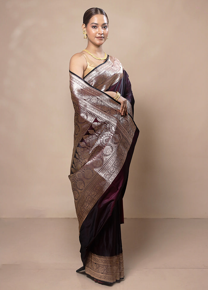 Purple Banarasi Silk Saree With Blouse Piece