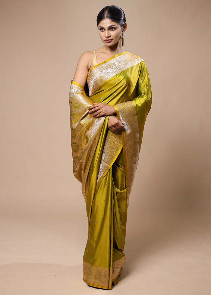 Green Katan Silk Saree With Blouse Piece