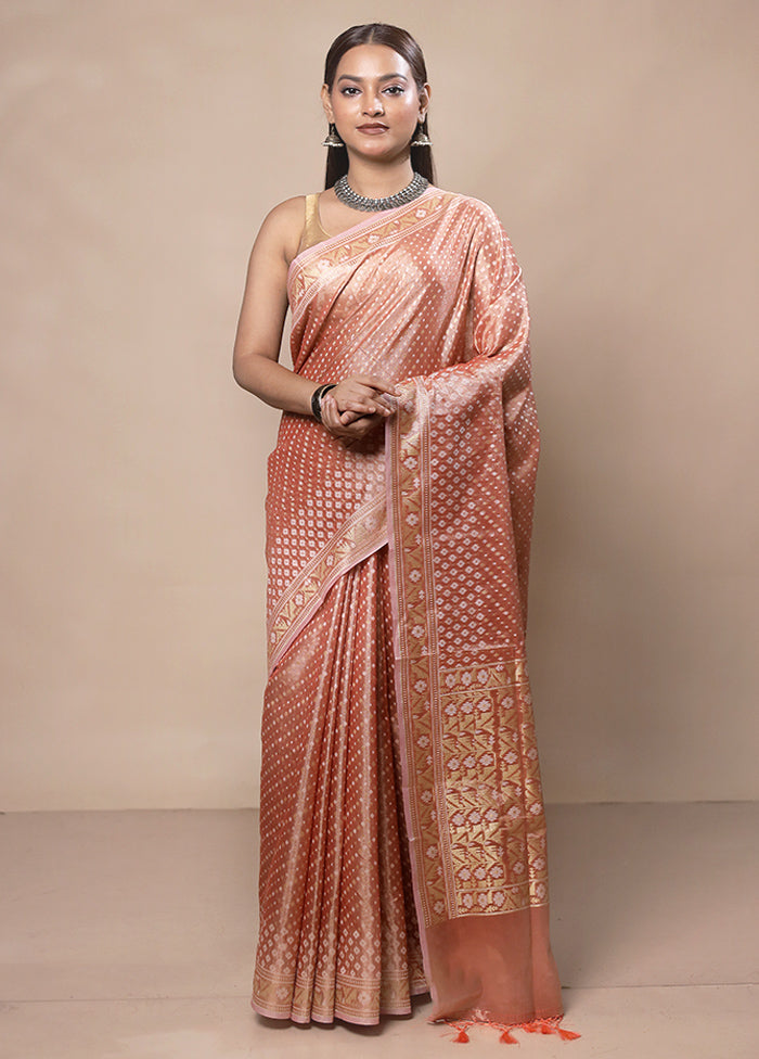 Orange Tissue Silk Saree With Blouse Piece