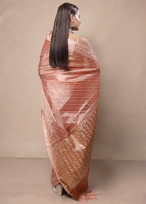 Orange Tissue Silk Saree With Blouse Piece