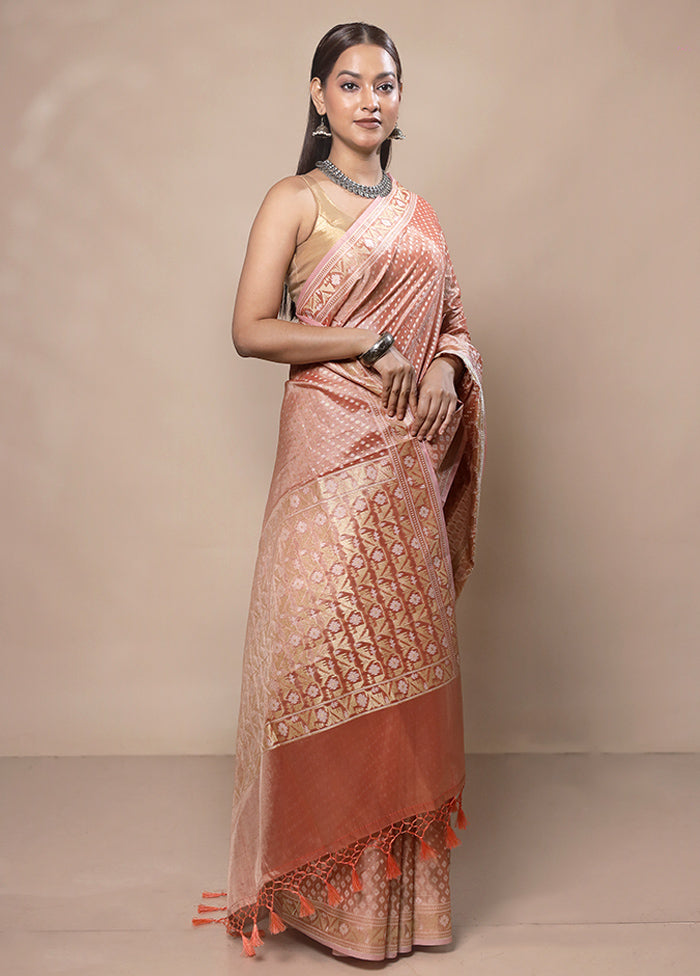 Orange Tissue Silk Saree With Blouse Piece