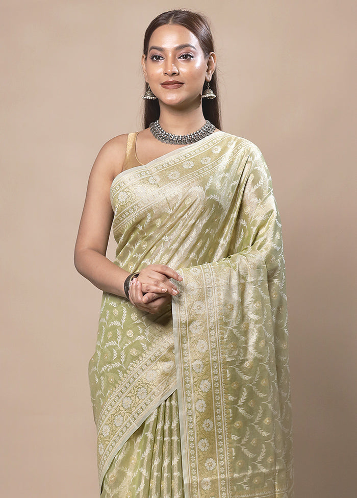 Green Tissue Silk Saree With Blouse Piece