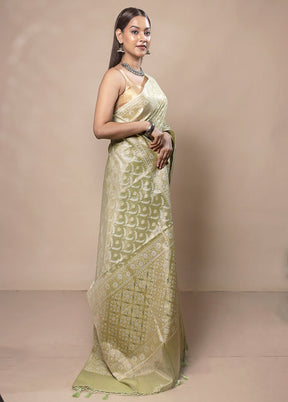 Green Tissue Silk Saree With Blouse Piece