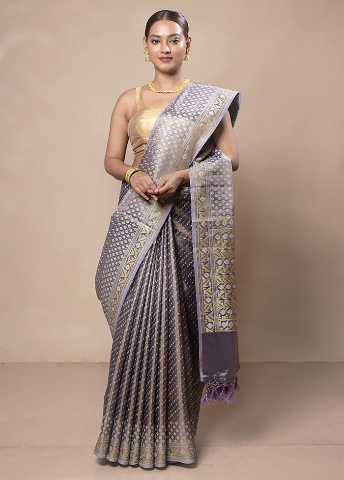 Grey Tissue Silk Saree With Blouse Piece