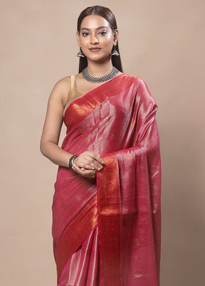 Red Tissue Silk Saree With Blouse Piece