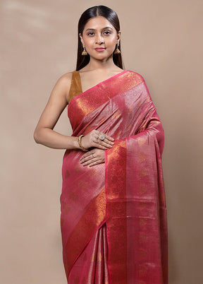 Red Tissue Silk Saree With Blouse Piece