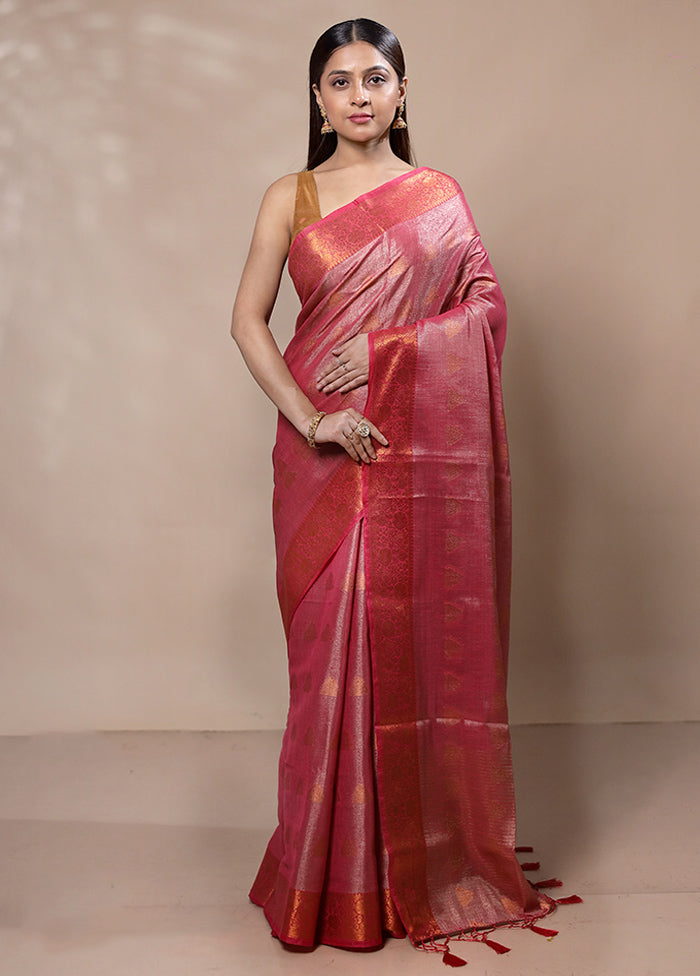 Red Tissue Silk Saree With Blouse Piece