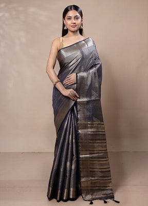 Blue Tissue Silk Saree With Blouse Piece