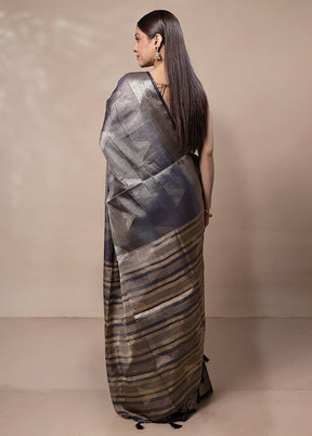 Blue Tissue Silk Saree With Blouse Piece