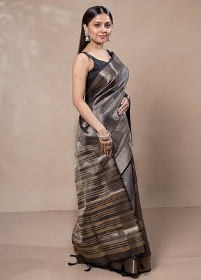 Black Tissue Silk Saree With Blouse Piece