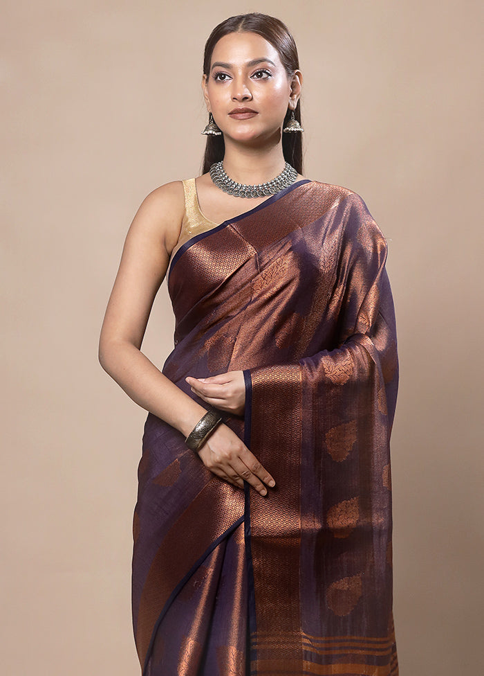 Purple Tissue Silk Saree With Blouse Piece