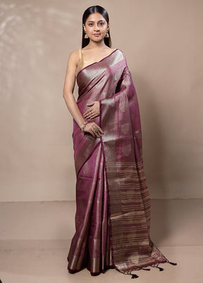 Purple Tissue Silk Saree With Blouse Piece