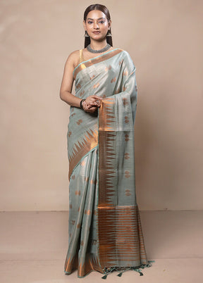 Green Tissue Silk Saree With Blouse Piece