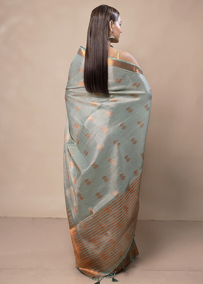 Green Tissue Silk Saree With Blouse Piece