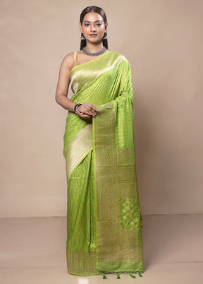 Green Dupion Silk Saree With Blouse Piece