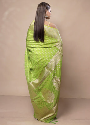 Green Dupion Silk Saree With Blouse Piece