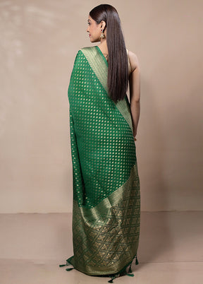 Green Dupion Silk Saree With Blouse Piece