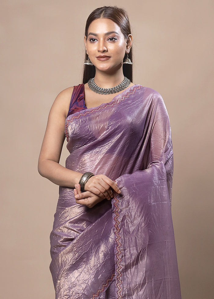 Purple Tissue Silk Saree With Blouse Piece