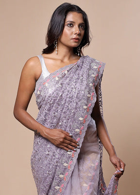 Purple Pure Handloom Silk Saree With Blouse Piece