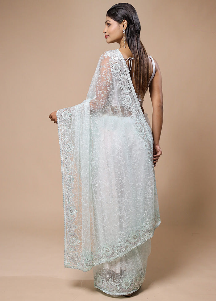 Mint Silk Saree With Blouse Piece